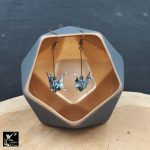 Boucles d'oreilles en origami - grues bleu foncé