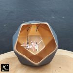 Boucles d'oreilles en origami - grues écrues et rose