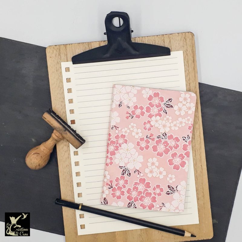 Carnet A6 - Rose - Fleurs de pruniers