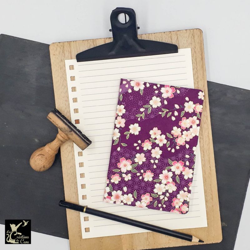 carnet A6 japonais sakura violet cerisier