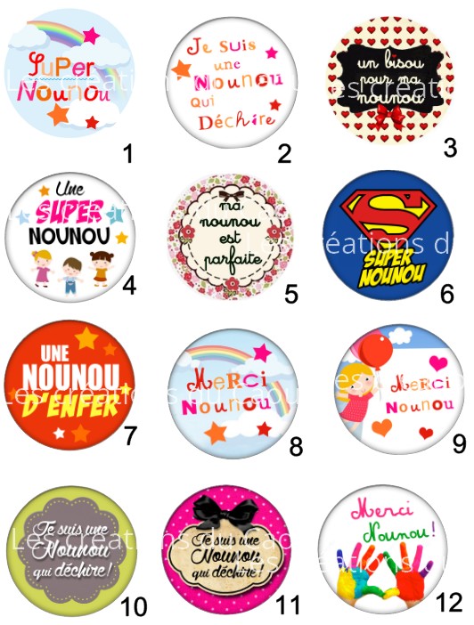 Images pour petit cadeau pour les nounous : magnet, miroir, porte-clés, décapsuleur, badge, marque-page.