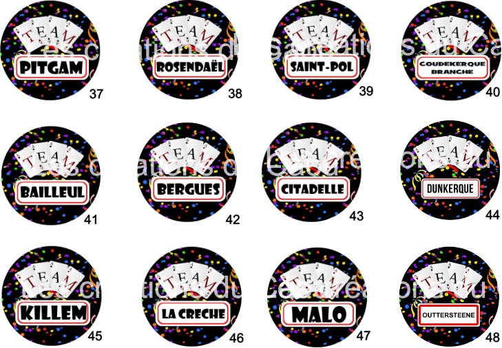 Images pour badges carnaval fait main personnalisable.