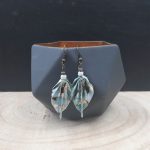 Boucles d'oreilles en origami - Palmes - Prunier - bleu tendre