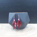 Boucles d'oreilles en origami - Palmes - Fuchsia